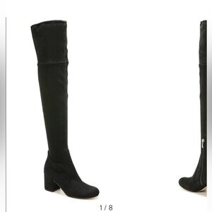 SAM EDELMAN.  Sleek Black Over-the-Knee Boots with High Heel